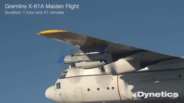 Скриншот с видео первого полета беспилотника X-61А Скриншот с видео первого полета беспилотника X-61А