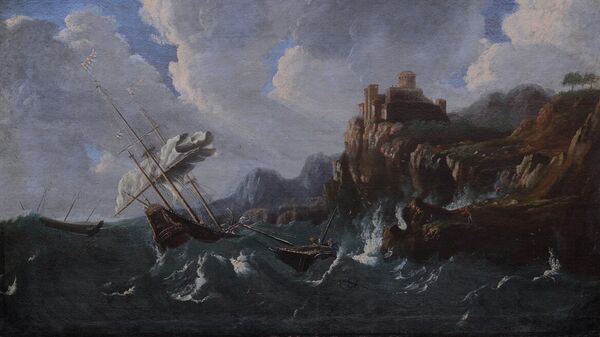 Питер Мюлир (Темпеста) (1637 – 1701). Буря на море. Серпуховский историко-художественный музей.