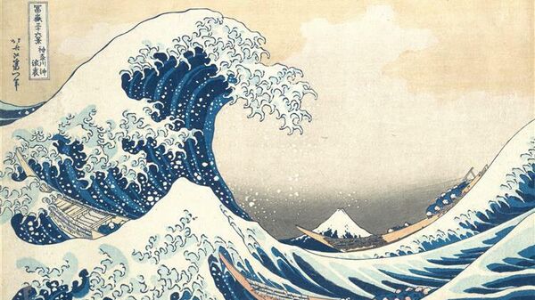 Большая волна - экспонат мультимедиа-выставки Искусство Японии: от Хокусая до современности