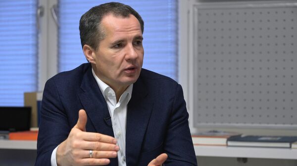 Губернатор Белгородской области Вячеслав Гладков во время интервью РИА Новости