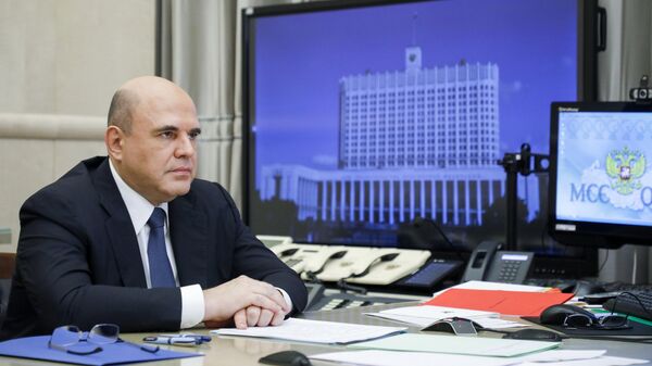 Председатель правительства РФ Михаил Мишустин проводит в режиме видеоконференции совещание с вице-премьерами РФ