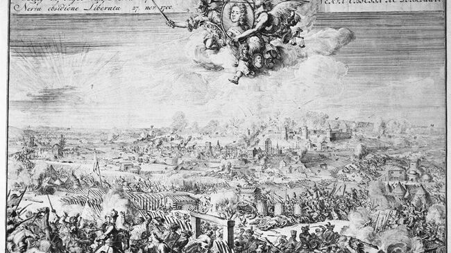 Гравюра Падение Нарвы, 1700 год