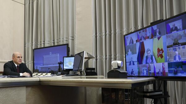 Председатель правительства РФ Михаил Мишустин проводит в режиме видеоконференции заседание президиума координационного совета при правительстве по борьбе с распространением новой коронавирусной инфекции covid-19