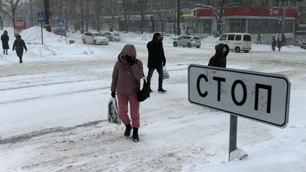 Прохожие на одной из улиц в Хабаровске