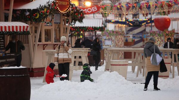 Посетители новогодней ярмарки на Красной площади