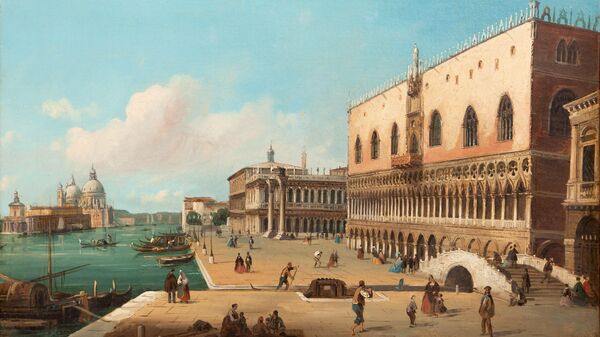 Неизвестный автор Вид на Пьяцетту со стороны набережной Скьявони. Венеция, первая половина XIX века 
