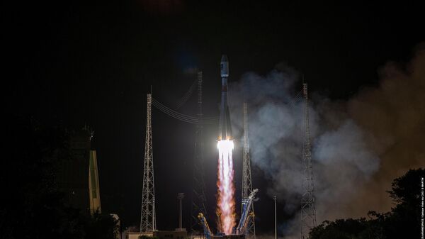 Запуск ракеты-носителя Союз СТ-Б со спутниками Galileo с космодрома Куру во Французской Гвиане