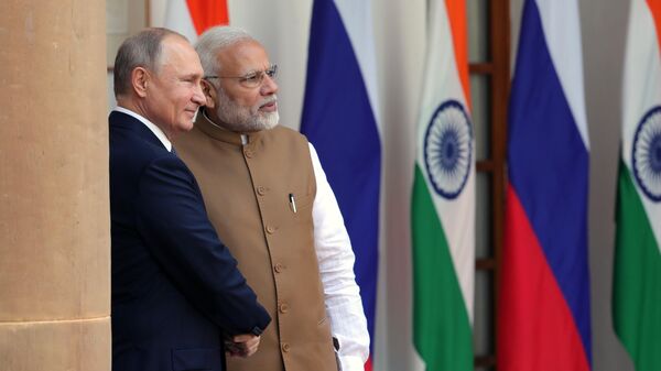 Президент РФ Владимир Путин и премьер-министр Республики Индии Нарендра Моди 