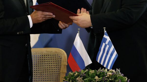 Глава МИД РФ Сергей Лавров и министр иностранных дел Греции Евангелос Венизелос во время встречи