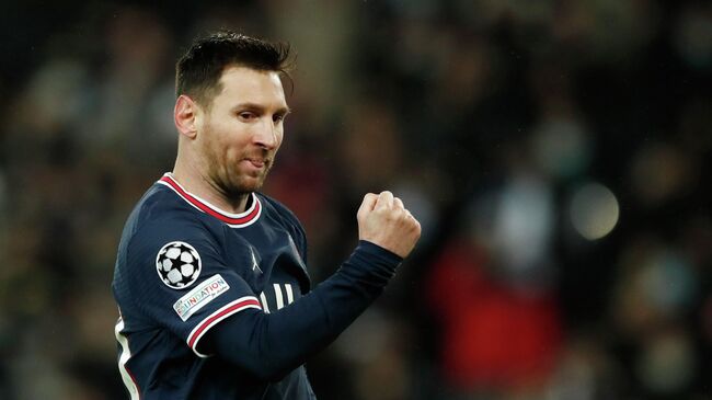 Soccer Football - Champions League - Group A - Paris St Germain v Club Brugge - Parc des Princes, Paris, France - December 7, 2021  Paris St Germain's Lionel Messi celebrates scoring their fourth goal REUTERS/Benoit Tessier