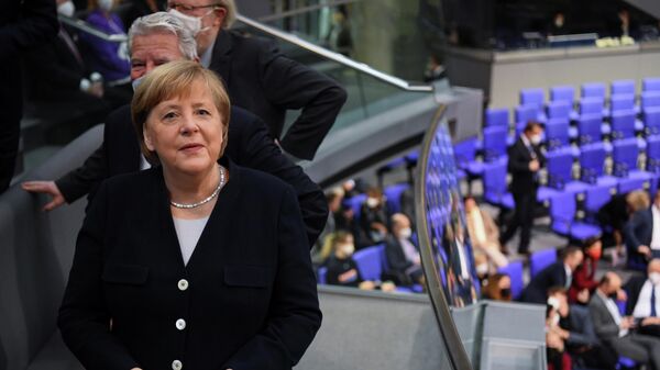 Ангела Меркель на сессии немецкого парламента в Берлине