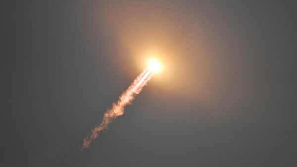 Запуск ракеты-носителя Союз-2.1а с транспортным пилотируемым кораблем Союз МС-20 со стартовой площадки космодрома Байконур