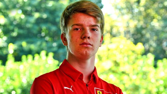 This photo taken on Julmy 27, 2020 and handout by Ferrari on September 30, 2020 shows Russian racing driver Robert Shwartzman at the Ferrari Driver Academy (FDA) in Maranello, Italy. (Photo by Handout / FERRARI PRESS OFFICE / AFP) / RESTRICTED TO EDITORIAL USE - MANDATORY CREDIT AFP PHOTO / FERRARI / HANDOUT - NO MARKETING NO ADVERTISING CAMPAIGNS - DISTRIBUTED AS A SERVICE TO CLIENTS ---