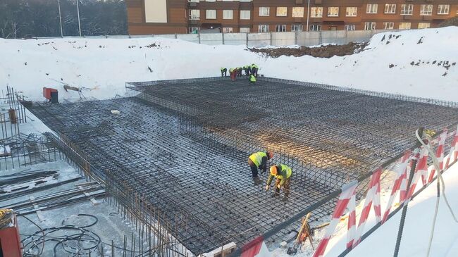 Устройство фундамента нового детского сада в Ленинском городском округе Московской области