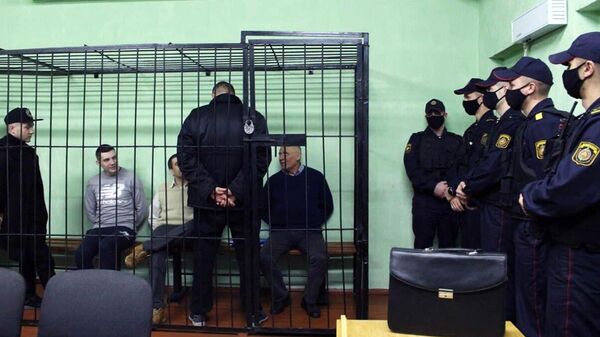 Зал заседаний Гомельского областного суда во время оглашения приговора по делу белорусского блогера Сергея Тихановского