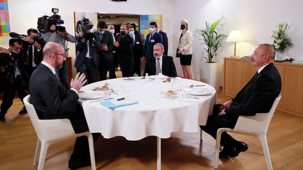 Трехсторонняя встреча Никола Пашиняна, Шарля Мишеля и Ильхама Алиева в Брюсселе