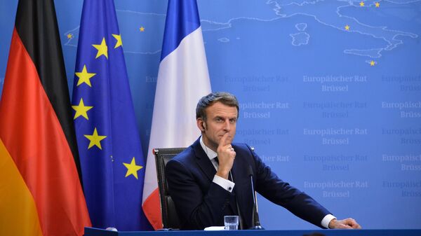 Президент Франции Эмманюэль Макрон на пресс-конференции по итогам саммита Европейского союза в Брюсселе