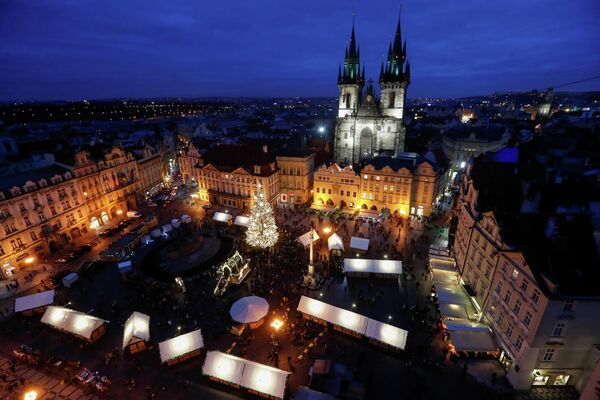 Староместская площадь на рождество Прага, Чехия