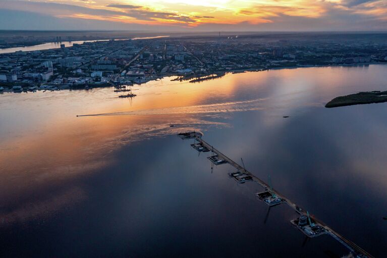 Новый мост через реку Зея  в городе Благовещенск