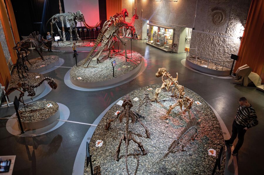 Посетители Музея пермских древностей рассматривают экспозицию
