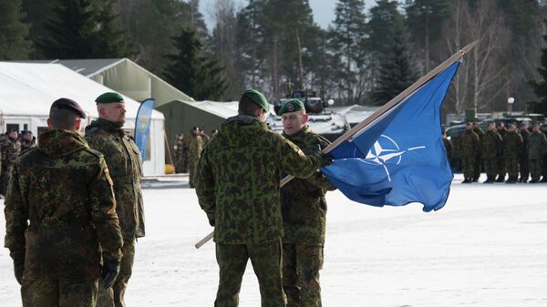 Военнослужащие с флагом НАТО