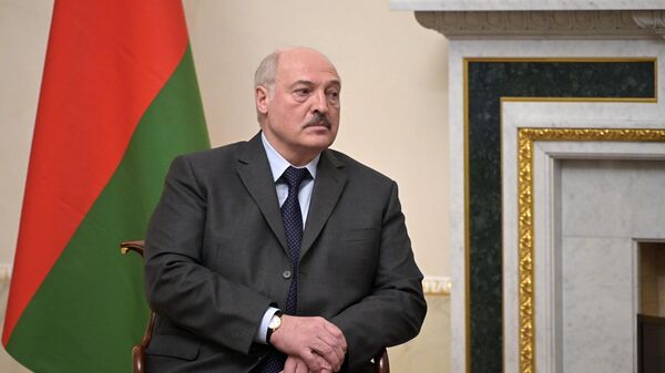 Президент Белоруссии Александр Лукашенко во время встречи с президентом РФ Владимиром Путиным в Овальном зале Константиновского дворца