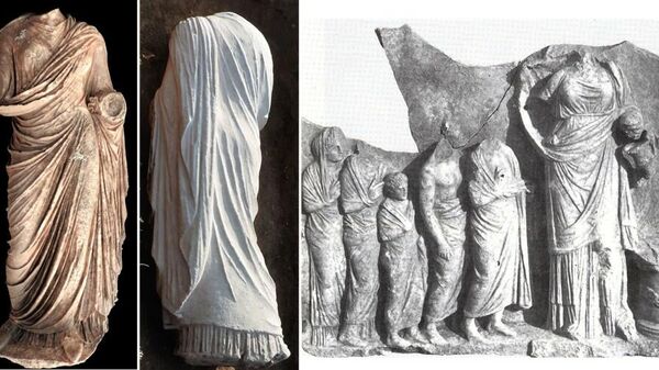 Статуя женщины в тунике была найдена в древнем Эпидавре