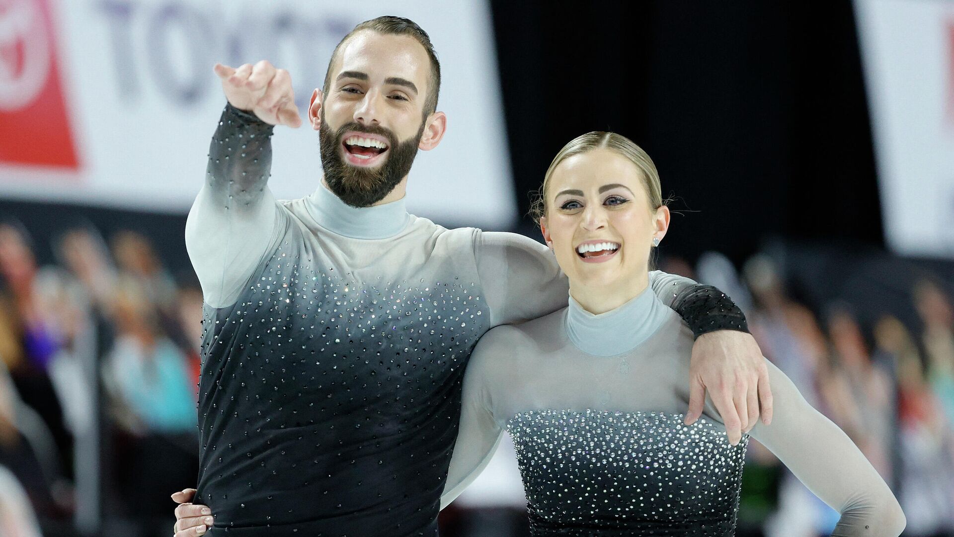 LAS VEGAS, NEVADA - JANUARY 16: Ashley Cain-Gribble and Timothy LeDuc react after competing in the pairs free skate program during the U.S. Figure Skating Championships at the Orleans Arena on January 16, 2021 in Las Vegas, Nevada.   Tim Nwachukwu/Getty Images/AFP (Photo by Tim Nwachukwu / GETTY IMAGES NORTH AMERICA / Getty Images via AFP) - РИА Новости, 1920, 09.01.2022