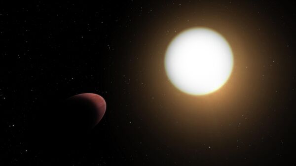 Художественное представление планеты WASP-103b, вращающейся вокруг своей звезды