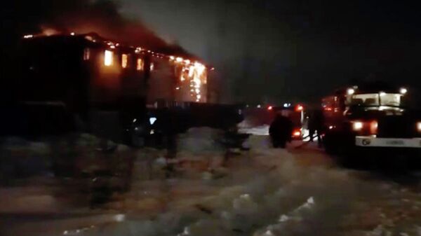 Пожар в доме престарелых в Пушкино, Московская область. Кадр видео