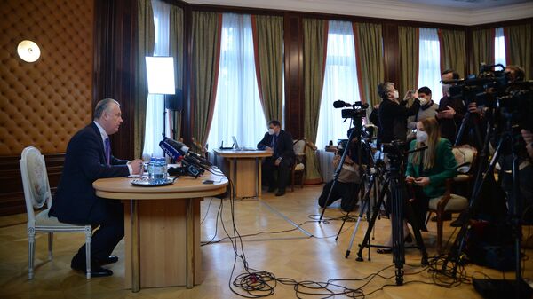 Постоянный представитель России при ОБСЕ Александр Лукашевич на брифинге по итогам заседания Постоянного совета ОБСЕ