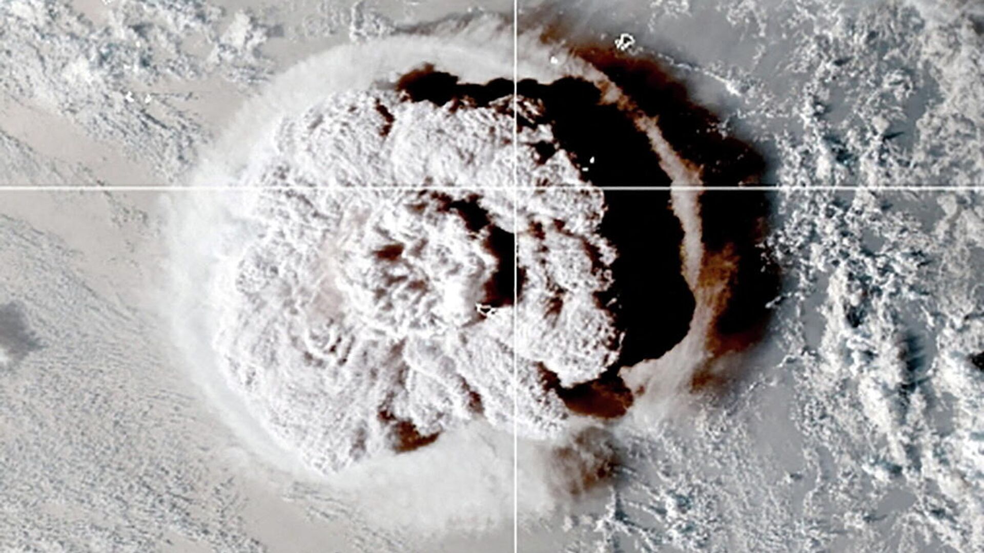 Спутниковый снимок извержения подводного вулкана Хунга-Тонга-Хунга-Хаапай - РИА Новости, 1920, 30.01.2022