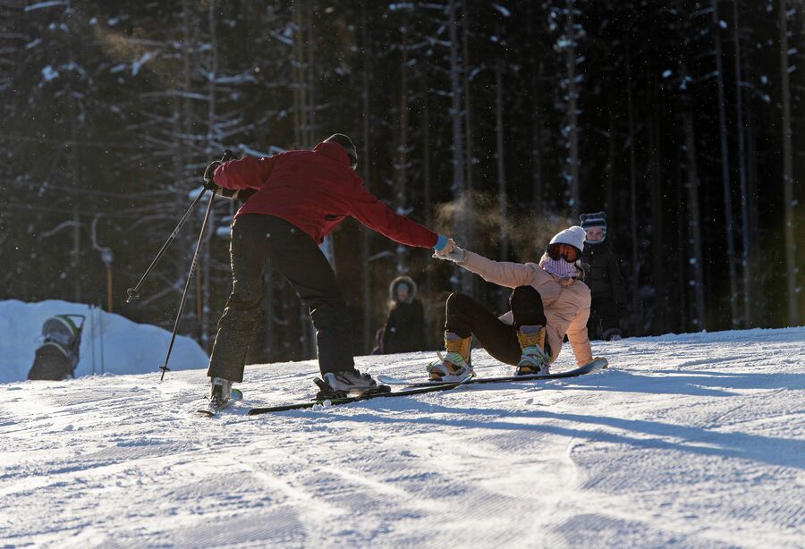 Катание на сноуборде на горнолыжном курорте «Миловка» в Ивановской области