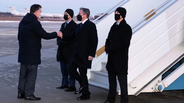 Госсекретарь США Энтони Блинкен в аэропорту Борисполь. 19 января 2022