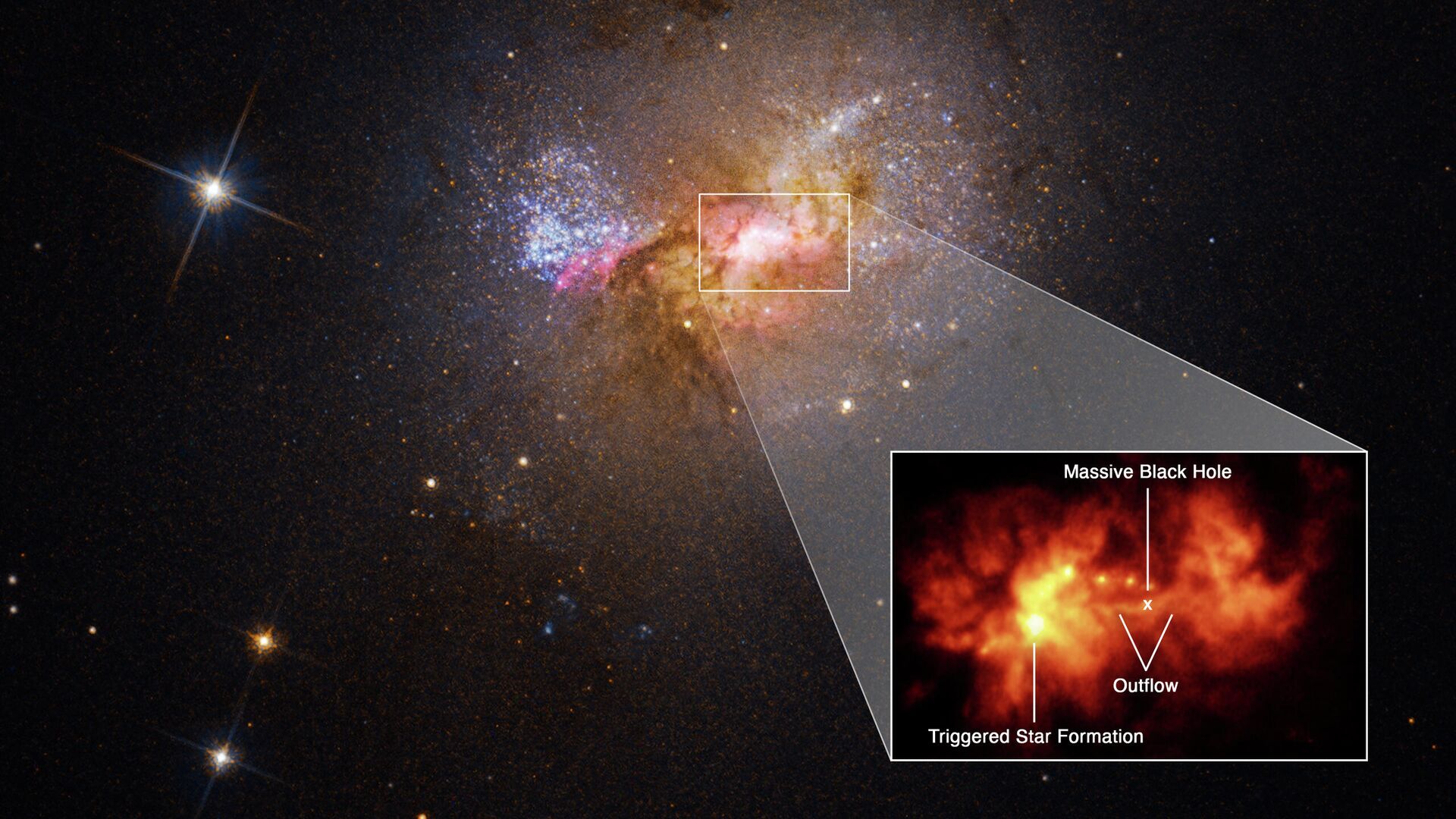 Центральная область карликовой галактики Henize 2-10 с черной дырой и вспышкой звездообразования - РИА Новости, 1920, 20.01.2022