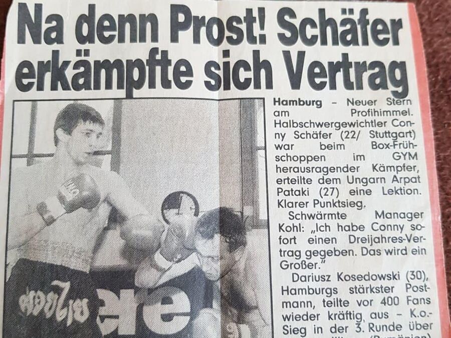 Немецкая газета с заметкой о боксере Игоре Шефере