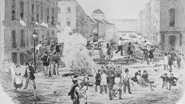 Польское восстание 1848 года. Баррикады у Кельнской ратуши