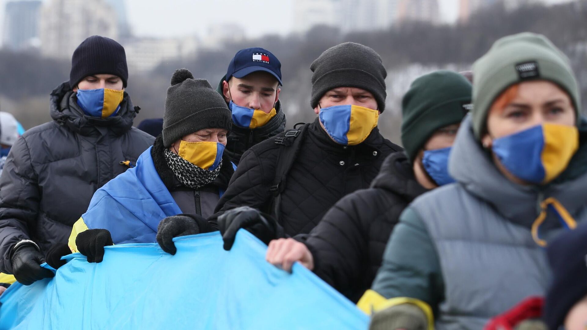 Участники праздничного шествия по случаю празднования Дня соборности Украины  - РИА Новости, 1920, 15.01.2023