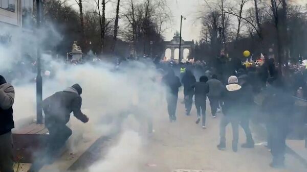 Слезоточивый газ и водометы: акции протеста против санитарно-карантинных мер в Брюсселе