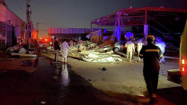 Последствия падения перехваченной ракеты в городе Дахран, Саудовская Аравия. 24 января 2022