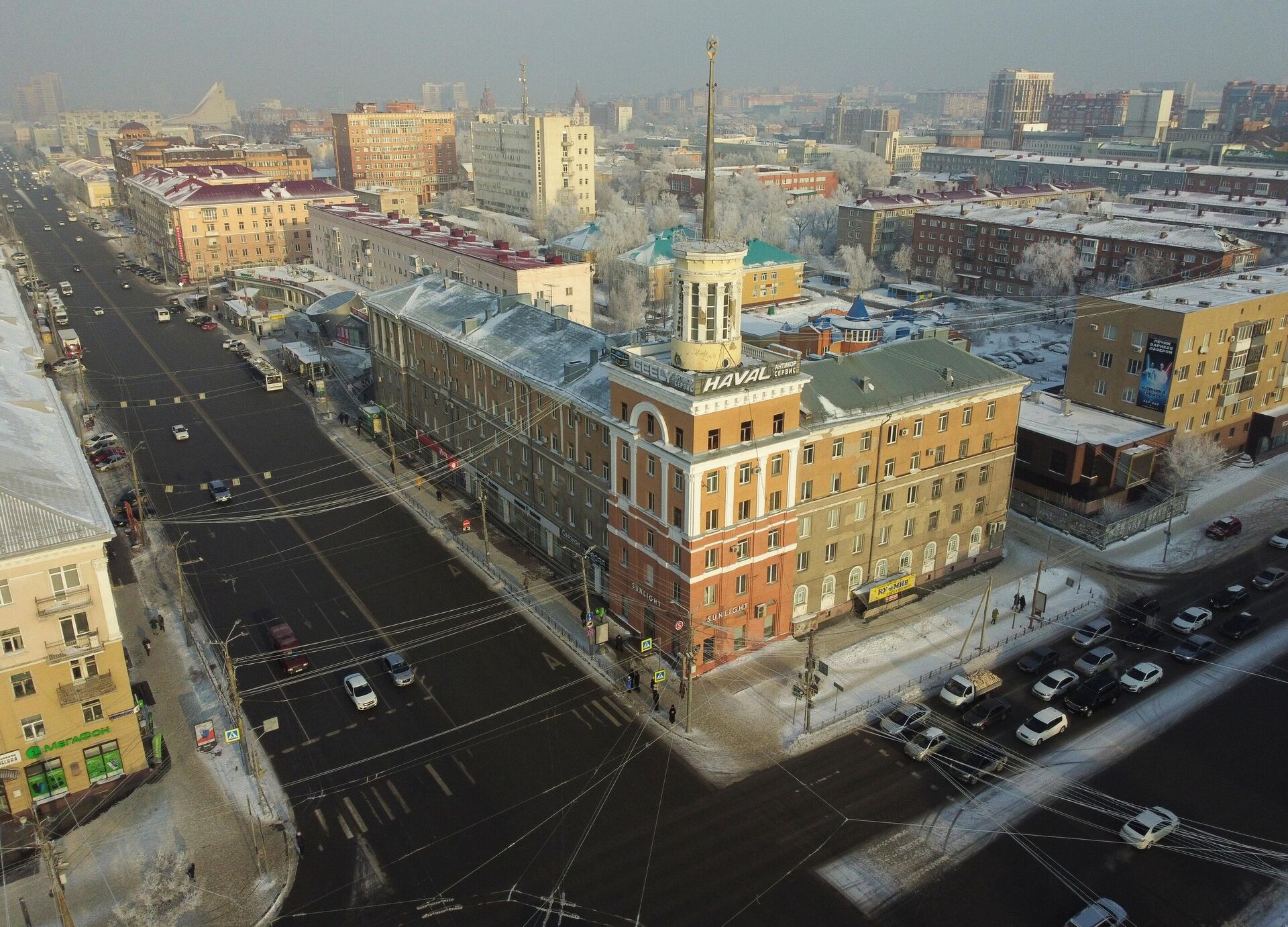 Заснеженные жилые дома в центре Омска - РИА Новости, 1920, 16.02.2024