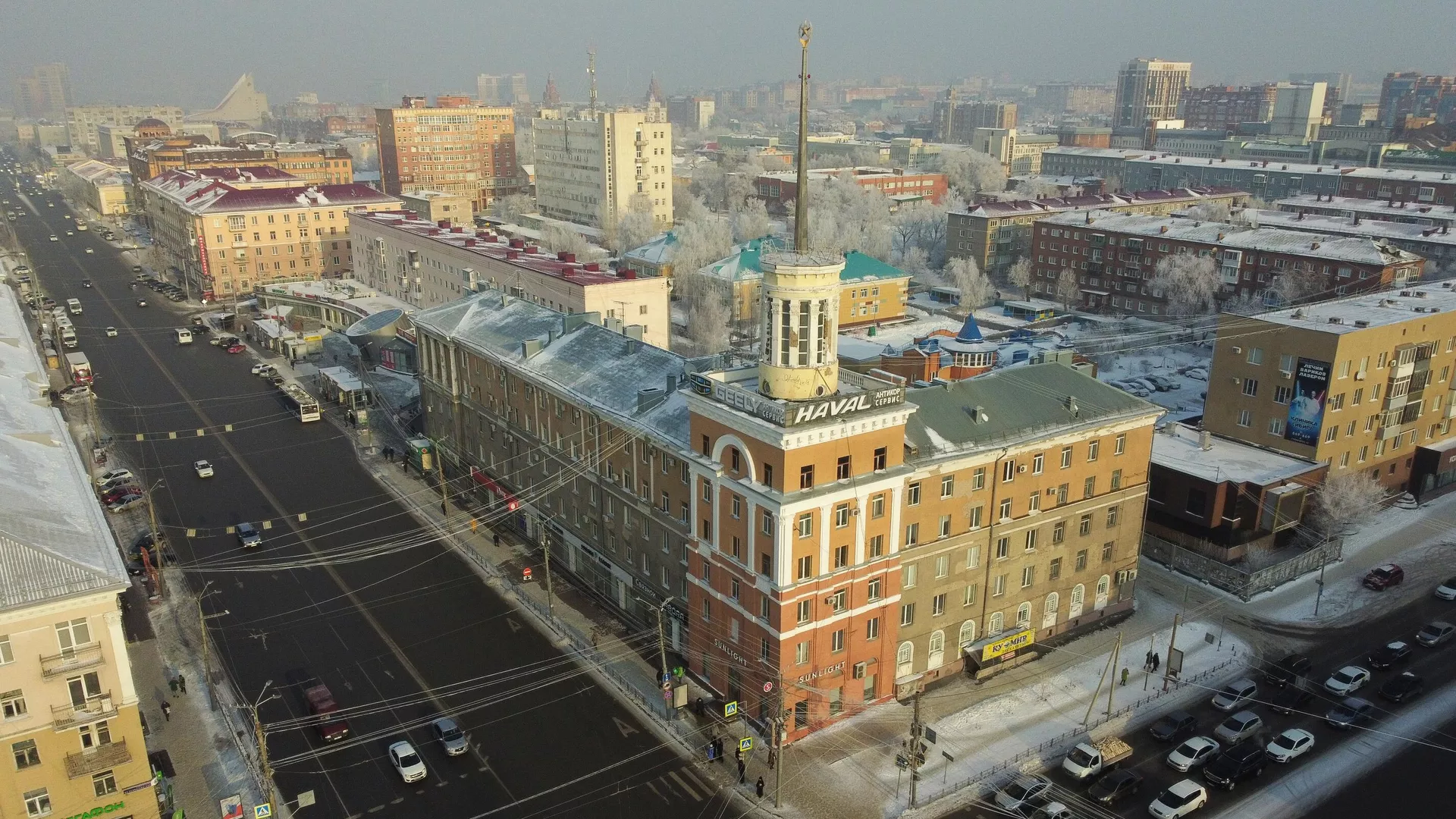 Заснеженные жилые дома в центре Омска - РИА Новости, 1920, 08.12.2022
