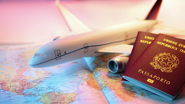 Заграничные паспорта и модель самолета