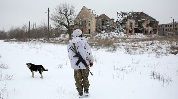 Украинский военный на линии соприкосновения в Донецкой области