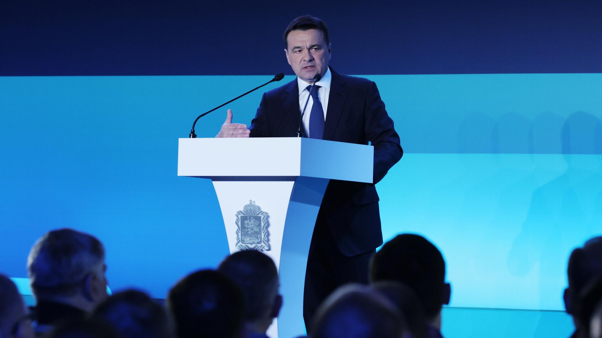 Губернатор Московской области Андрей Воробьев выступает перед жителями региона и депутатами Мособлдумы с отчетом о результатах работы за 2021 год и о задачах на 2022 год - РИА Новости, 1920, 27.01.2022