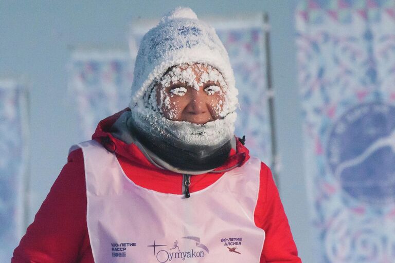 Участник самого холодного марафона в Якутии Участник самого холодного марафона в Якутии