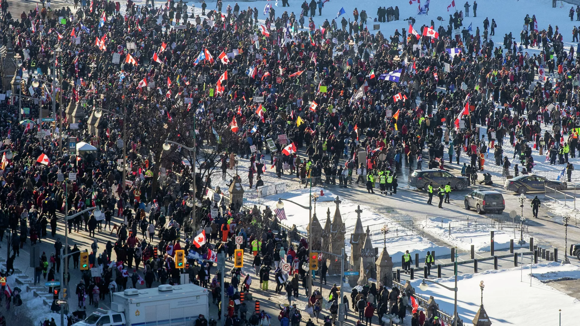 Протестующие против COVID-ограничений в Канаде  - РИА Новости, 1920, 30.01.2022