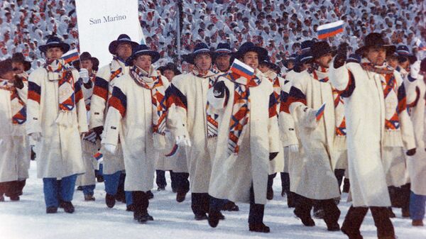 Сборная России на церемонии открытия XVII зимних Олимпийских игр в Лиллехаммере, Норвегия