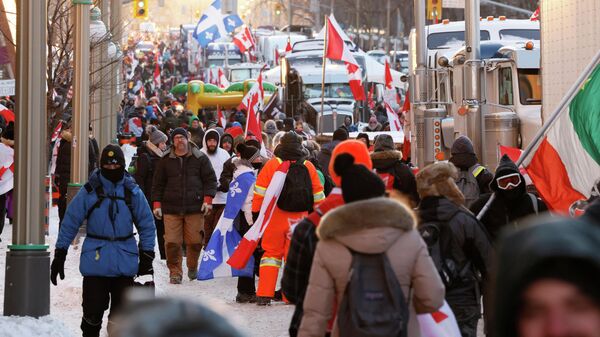 Протесты против коронавирусных ограничений в Оттаве