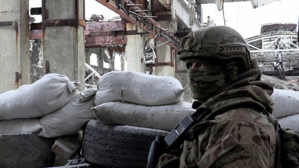 Украинский военнослужащий в Авдеевке, Донецкая область